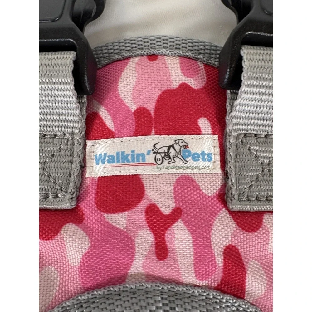 Walkin' Pets Rear‎ Lift Harness for Dogs Size XXS Pink Camo Mobility Support